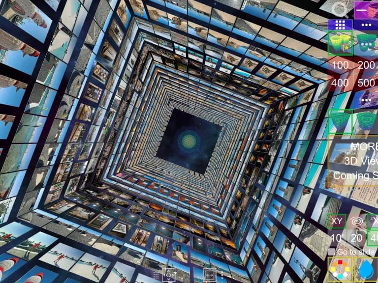Screenshot of Album3D Square Column View.  View switcher visible on the right side.